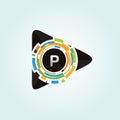 Pixel Play Media P Letter Logo