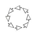 Pixel pointer arrow circle frame.