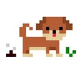 Pixel puppy with poo image. Brown dog pattern, Vector Illustration