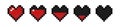 Pixel red heart, game life bar. Vector 8 bit, symbols set. Pixel art icons.