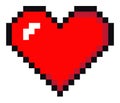 Pixel red heart icon isolated on white background. Vector illustration. Pixel art style 8-bit Royalty Free Stock Photo