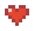 Pixel red heart icon isolated on white background. Vector illustration. Pixel art style 8-bit Royalty Free Stock Photo