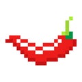 Pixel red hot pepper art cartoon retro game style