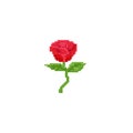 Pixel red rose.8bit flower.