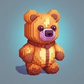 Pixel Rendered Brown Teddy Bear: Minecraft Inspired Cute Character