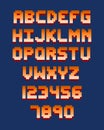 Pixel retro font computer game design vector illustration