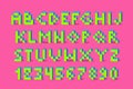 Pixel retro video game font. 80 s retro alphabet font.