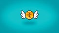 Pixel Rupee coin with wings background - high res 8 bit wallpaper Royalty Free Stock Photo