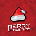 Pixel santa claus red hat