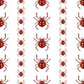 Pixel seamless pattern with 8 bit spider. Vector Illustration Royalty Free Stock Photo