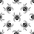 Pixel seamless pattern with 8 bit spider. Vector Illustration