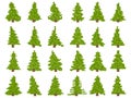 Pixel set of Christmas tree icons isolated on white background. Pixel art Christmas tree. Retro 8-bit video game Royalty Free Stock Photo