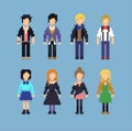 Pixel Set of Hipster People