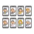 Pixel set. People communicate on smartphones