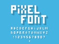 Pixel shadow font. Vector alphabet