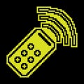Pixel silhouette icon. Control tv panel with radio waves. Remote control of electronic devices Royalty Free Stock Photo