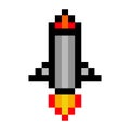 Pixel space rocket art cartoon retro game style