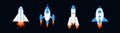 Pixel spaceships and rockets set
