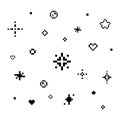 Pixel sparkling star, heart, Soap bubbles