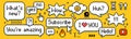 Pixel speech bubble set with retro phrases