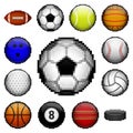 Pixel sports balls Royalty Free Stock Photo