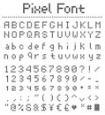 Pixel square font, letters numbers and punctuation Royalty Free Stock Photo