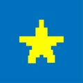 Pixel star - yelllow on blue sign