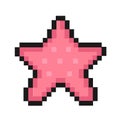 Pixel starfish cartoon icon in pixel art design