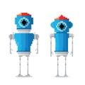 Pixel style robot set Royalty Free Stock Photo