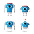 Pixel style robot set Royalty Free Stock Photo