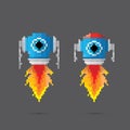 Pixel style robot set Royalty Free Stock Photo