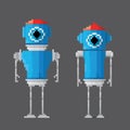 Pixel style robot set Royalty Free Stock Photo