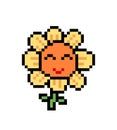 Pixel sunflower image. vector illustration for cross stitch