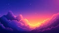Pixel Sunset Landscape: Vibrant Clouds and Stars Royalty Free Stock Photo