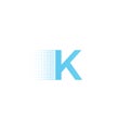 Pixel typography letter K logo. Technological modern font calligraphy