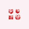 Pixel valentine gift boxes.Valentine`s day.8bit.