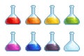 Pixel vector flasks with color liquids