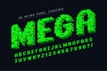 Pixel vector font design, stylized like in 8-bit games. Royalty Free Stock Photo