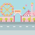 Pixel vector illustration. Amusement park Royalty Free Stock Photo