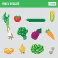 Pixel vegetable game icon set