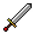 Pixel video game sword icon cartoon retro game style Royalty Free Stock Photo