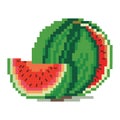 Pixel watermelon. Old school vintage retro 80s, 90s 2d computer, video games, slot machine graphics.