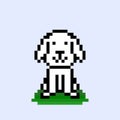 Pixel white dog image Vector