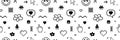 Pixel Y2k retro seamless pattern. 8bit icons abstract icon flower heart checkerboard cursor hand.