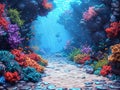 Pixelated Aquatic Scene for an Underwater Adventure Game