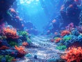 Pixelated Aquatic Scene for an Underwater Adventure Game