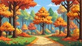 Pixelated Autumn Serenity Vibrant Forest Landscape