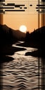 Captivating River Sunset: Opt Art Inspired Uhd Image
