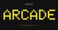Pixelated 8-bit alphabet, retro video game style letters, nostalgic digital font, classic arcade typography, bold blocky