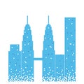 Pixelated blue building of petronas twin tower illustration